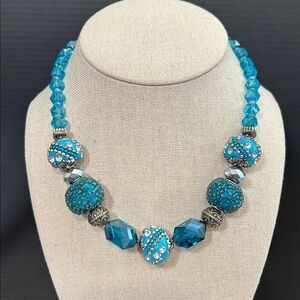 Artisan Turquoise Crystal Bead Statement Necklace - Women Jewelry